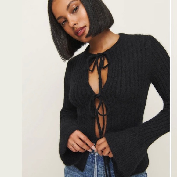 🌿|NWT| Reformation Rebecca Cashmere Alpaca Tie Front Cardigan - Picture 2 of 10